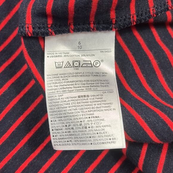 Gap maroon and navy striped long sleeved fit and flare dress, 6 - Picture 8 of 9